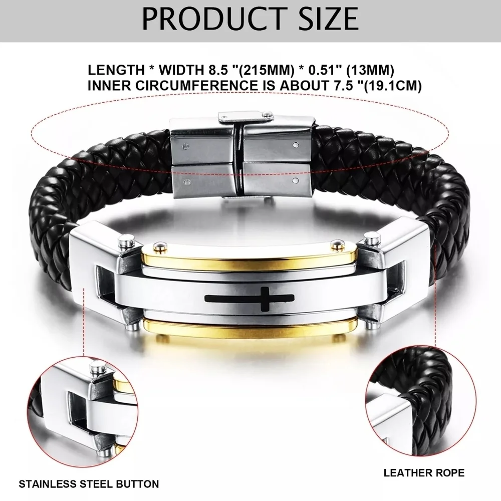 Black and Silver Bracelet with Gold Accent - Picture 4 of 5